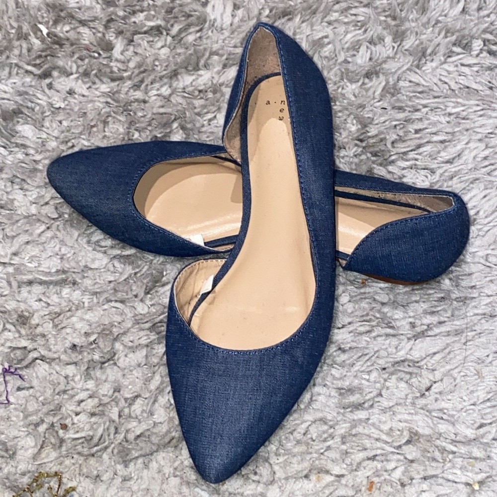 Denim Pointy Toe Flats by a new day
